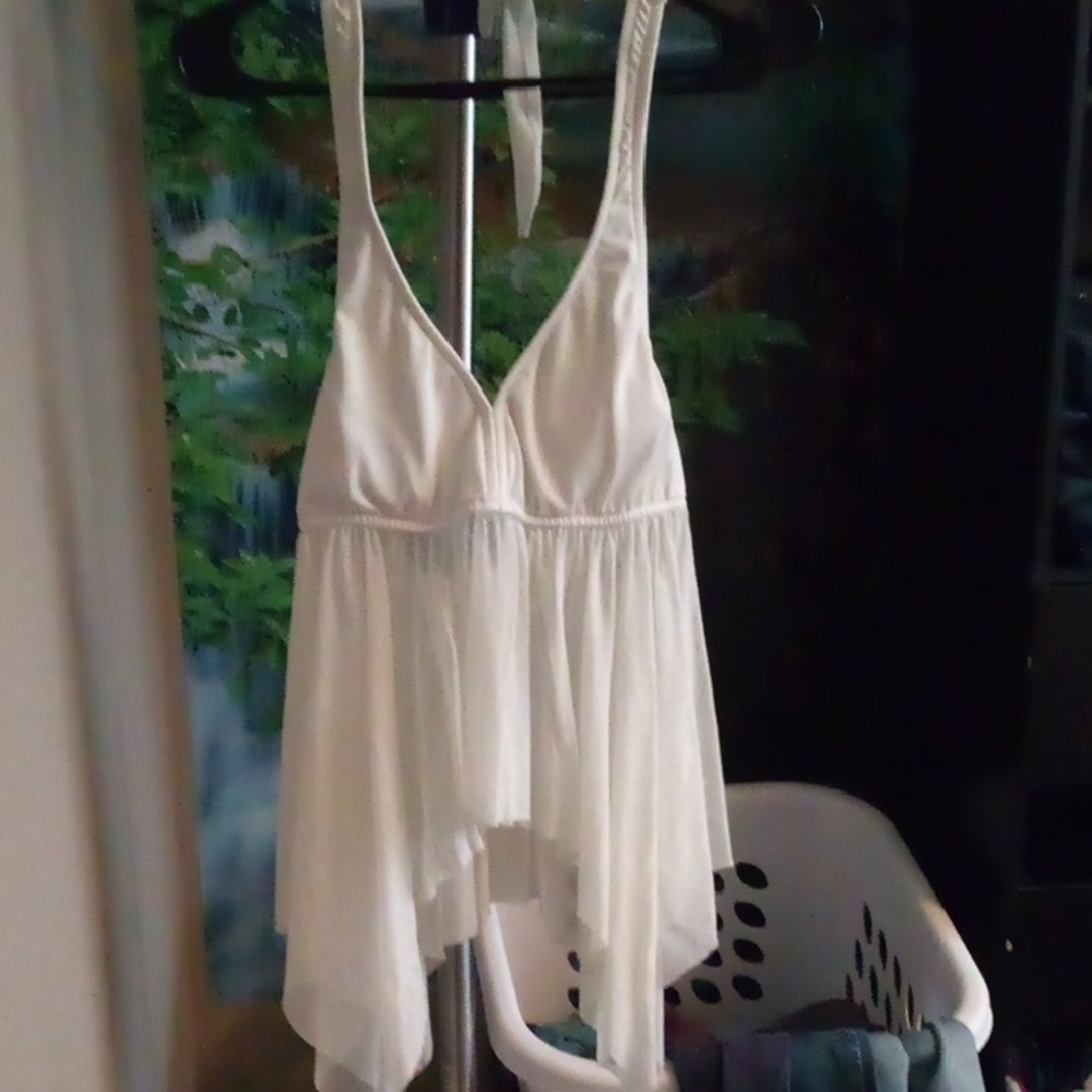 VENUS White Swimwear with Flowing Hem